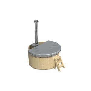 Finntherm Hot Tub Bergen mit Abdeckung, grau, Ø 160 cm. Pool Abdeckplane schützt vor Schmutz.