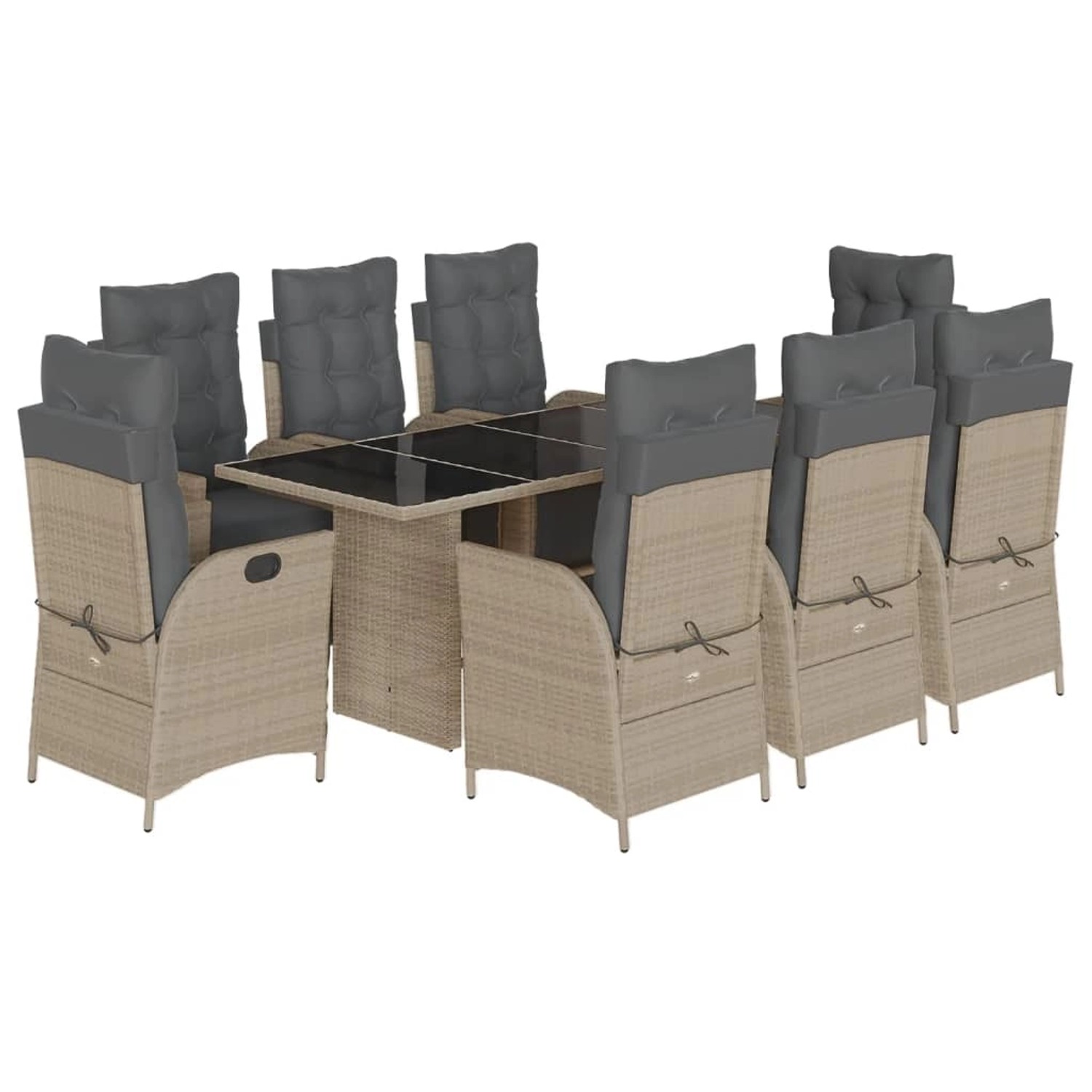vidaXL 9-Tlg Garten-Essgruppe mit Kissen Hellgrau Poly Rattan 3213363 günstig online kaufen