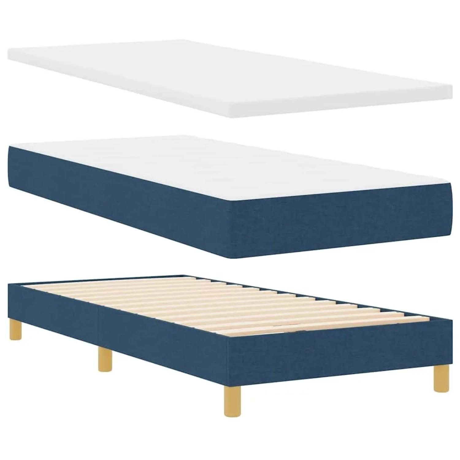 vidaXL Boxspringbett mit Matratze Blau 200 x 80 cm Polyester 3341264 günstig online kaufen