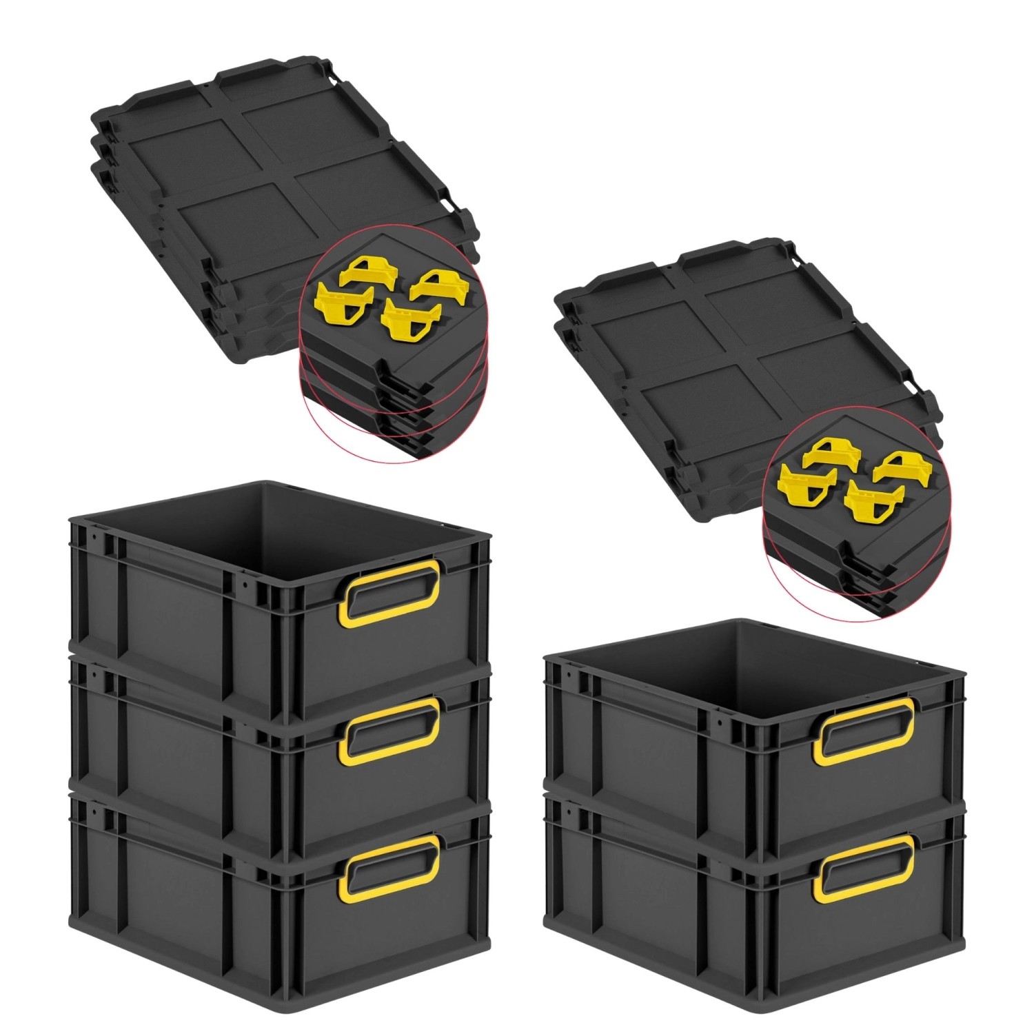 PROREGAL SparSet 5x Eurobox Nextgen Color Mit Auflagedeckel HxBxT 17x30x40c günstig online kaufen
