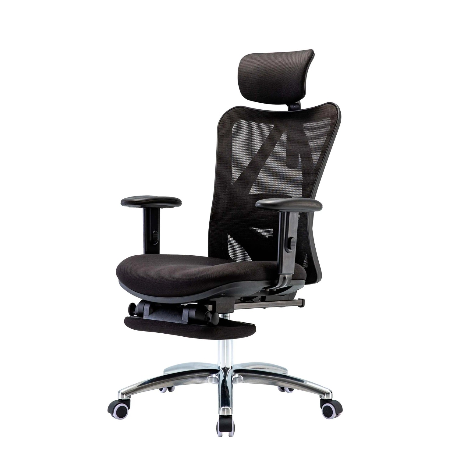 Sihoo Schreibtischstuhl Ergonomisch Verstellbare Lordosenstütze 150kg Belastbar Mit Fußstütze Schwarz