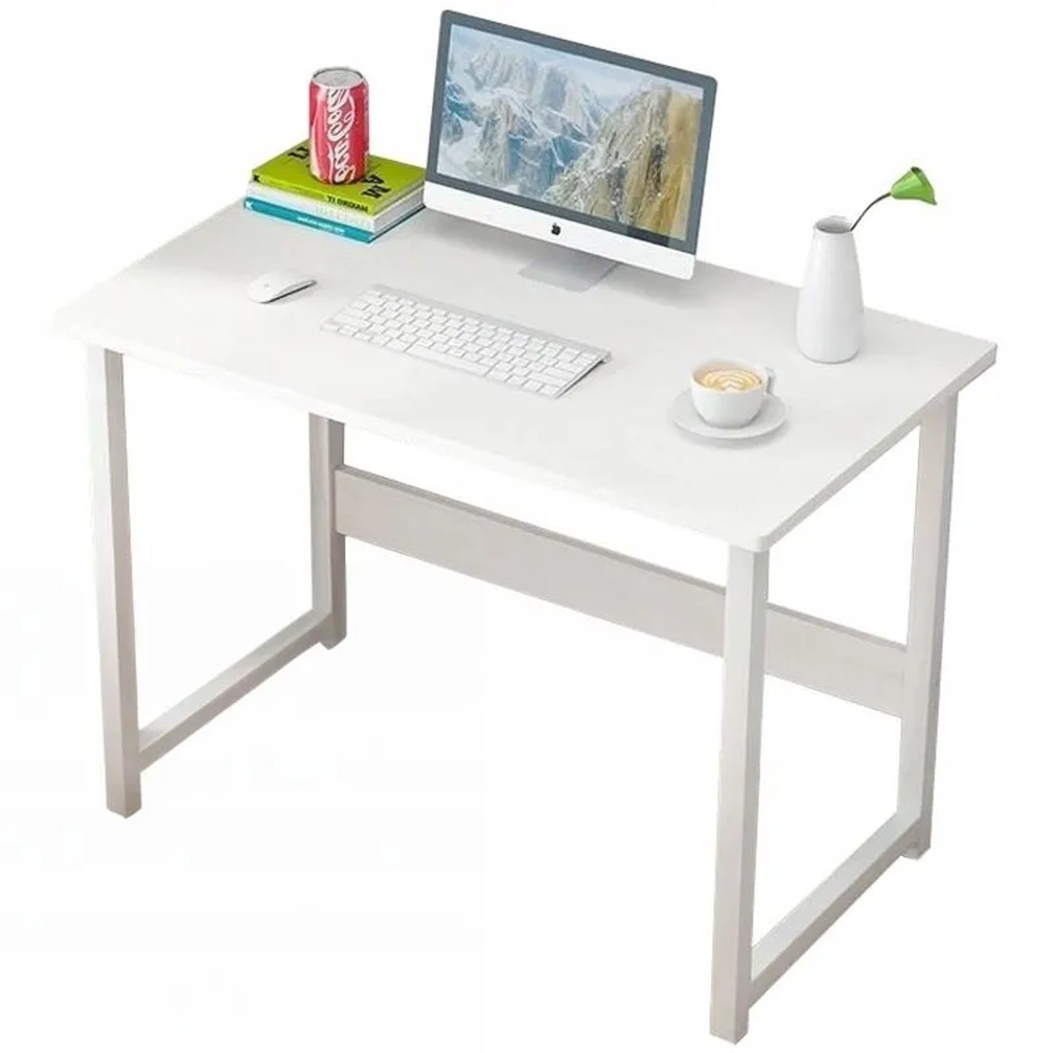 Rebiko Computer-Schreibtisch weißer Loft-Tisch für Laptop skandinavischer Computer 80 cm
