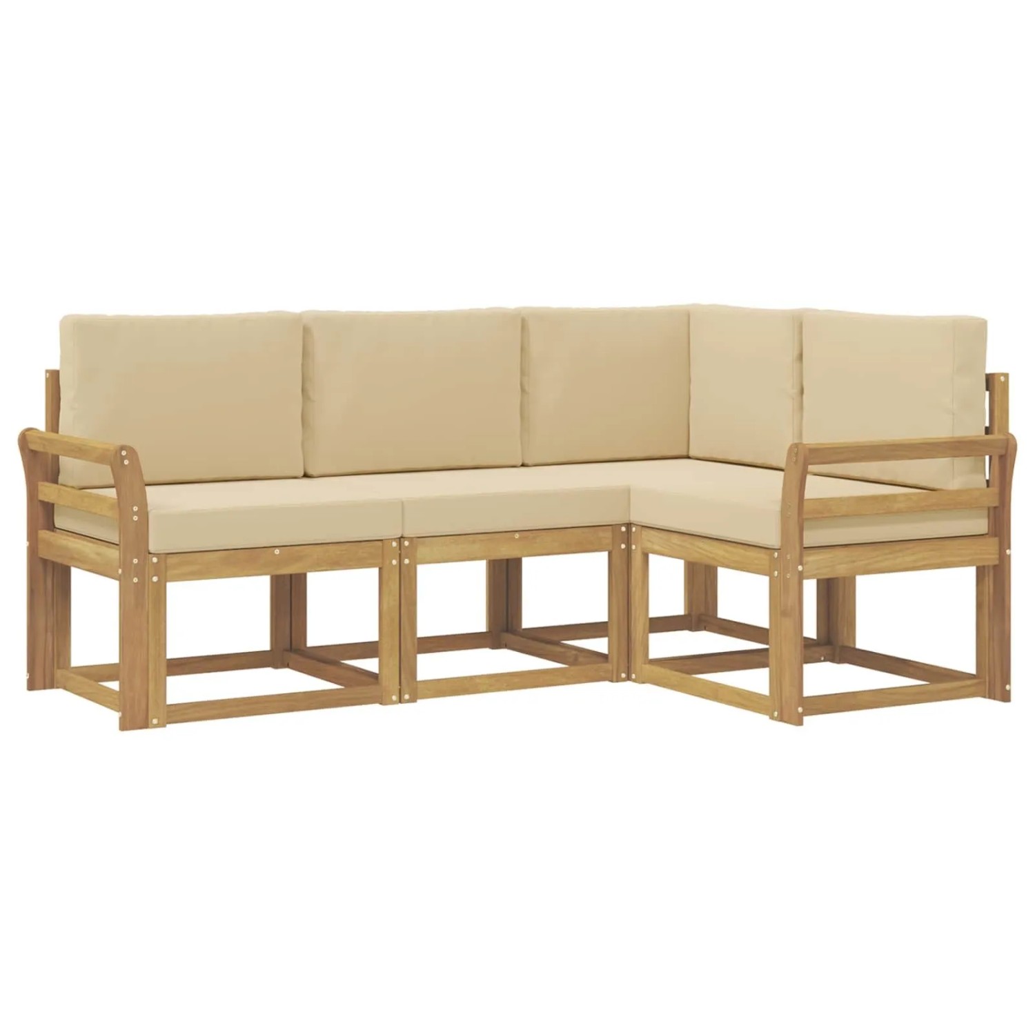 vidaXL Outdoor-Sofagarnitur mit Kissen 4 Stk Weiß und Beige 3387562