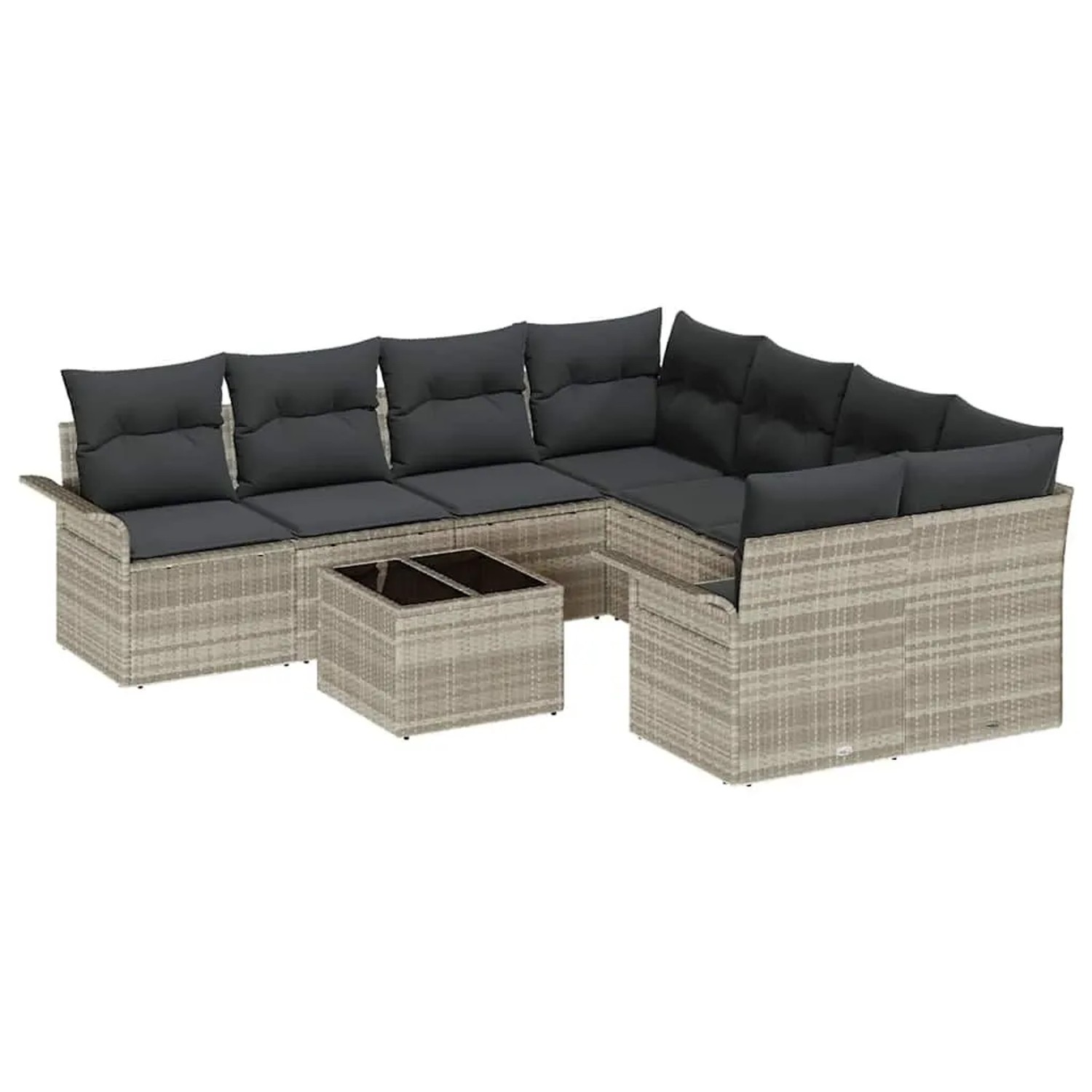 vidaXL Gartensofa-Set 9 Stk Hellgrau und Dunkelgrau Poly-Rattan 3353971