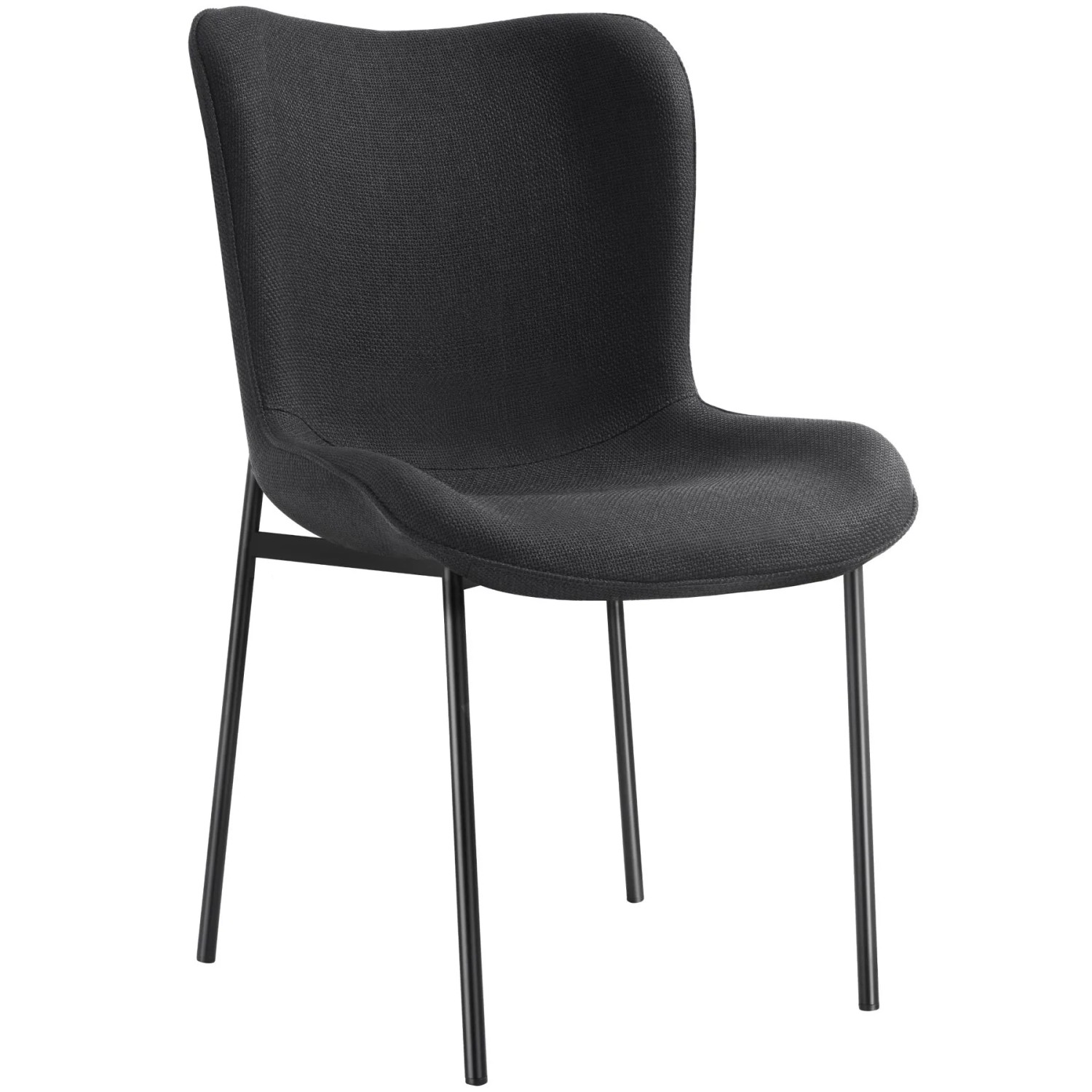 Tectake Polsterstuhl  Tessa Ergonomische Form Mit Hoher Rückenlehne Schlanke Stahlbeine  62 x 54 x 90 cm Webstoff Schwarz Schwarz