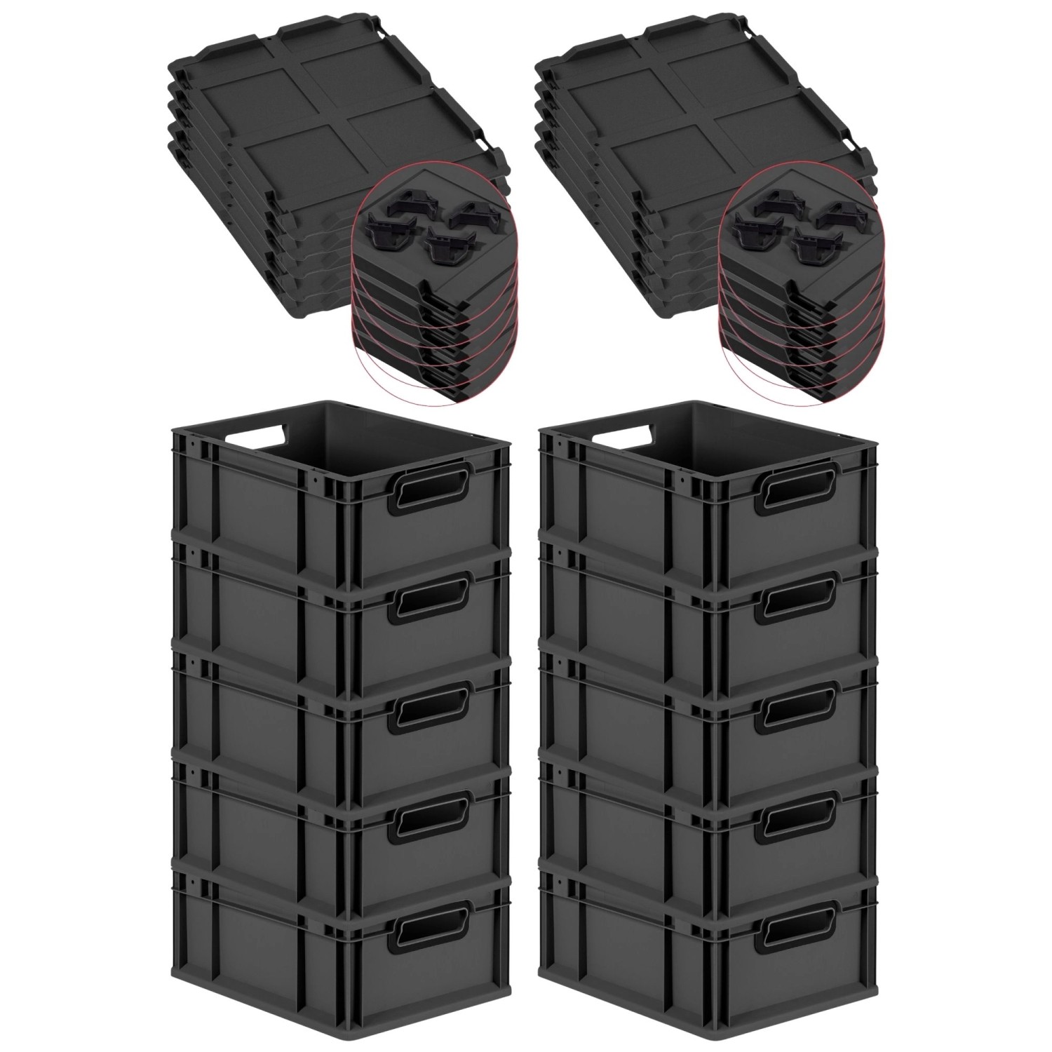 PROREGAL SuperSparSet 10x Eurobox Nextgen Color Mit Auflagedeckel HxBxT 17x günstig online kaufen