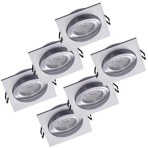 Oktaplex 6er Set Einbauleuchte Aluminium Lyon Schwenkbar 4000K Neutralweiß 380lm 4,8W Silber Deckenspot Eckig