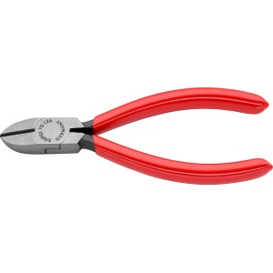 Knipex Seitenschneider, 125mm, schwarz atramentiert, mit roten Kunststoffgriffen.