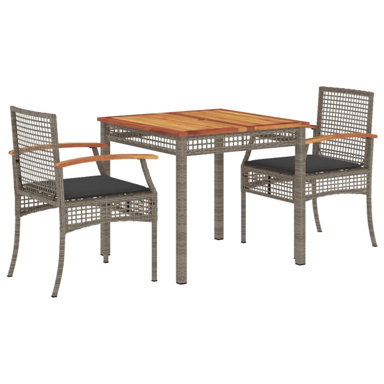 vidaXL 3-Tlg Garten-Essgruppe mit Kissen Grau Poly Rattan 3213569 günstig online kaufen