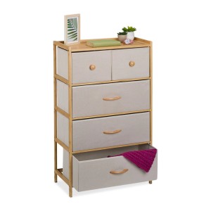 Relaxdays Schubladenkommode Bambus Beige mit 5 Schubladen 94 cm x 58 cm x 32,5 cm 7,2 kg