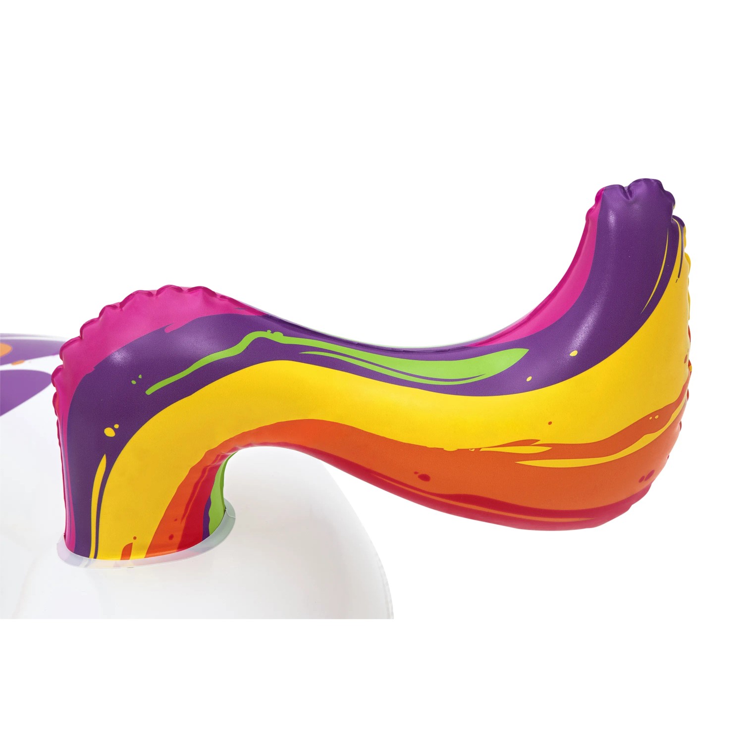 Detailaufnahme: Buntes Einhorn-Horn des Bestway Schwimmring Einhorn.