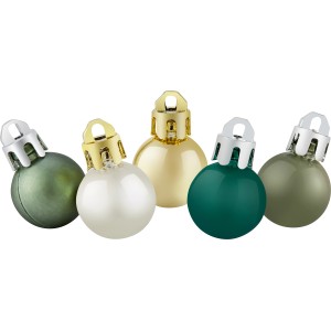 Weihnachtskugel-Set, 36-teilig, Ø 2 cm, Gold, Grün, glänzend, matt und gefrostet.