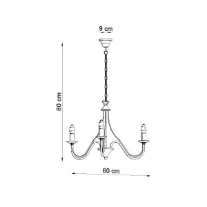 Weißer Kronleuchter Minerwa 3 von Sollux Lighting, Lampen & Leuchten mit drei Leuchten im Kerzen-Design.