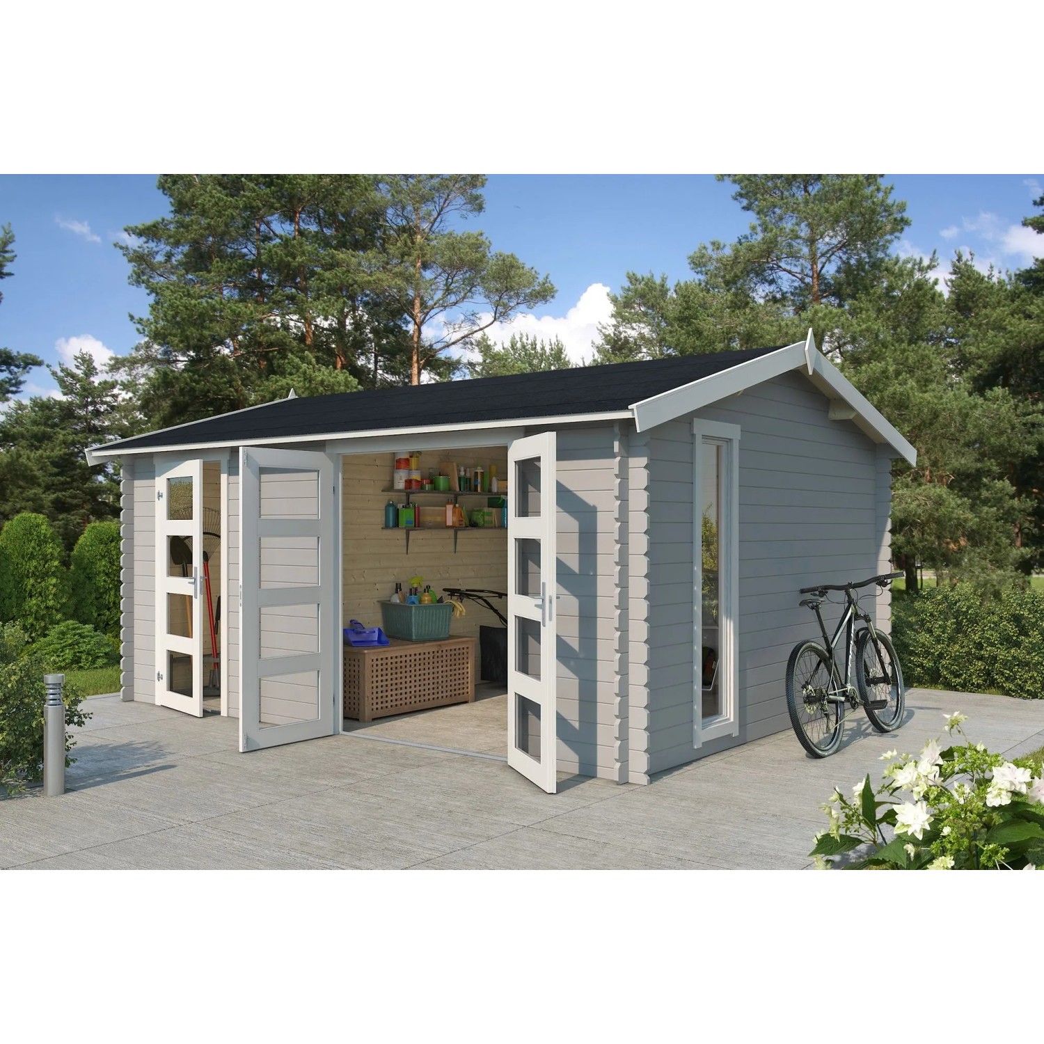Lasita Gartenhaus Carroz 2 Lichtgrau 456 cm x 360 cm