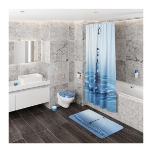 Modernes Badezimmer mit Sanilo Seifenspender und passendem Zubehör im Tropfen Design.