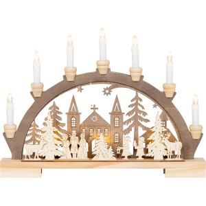 HGD LED-Lichterbogen „Vor dem Dom“ mit 7 Lichtern, Weihnachtsdekoration aus Holz.