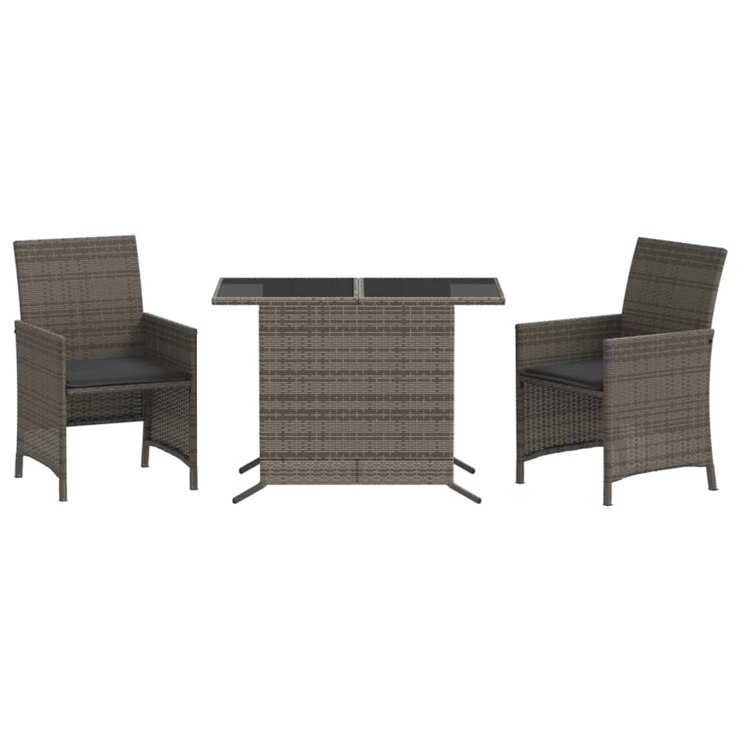 vidaXL 3-Tlg Bistro-Set mit Kissen Grau Poly Rattan 365119 günstig online kaufen