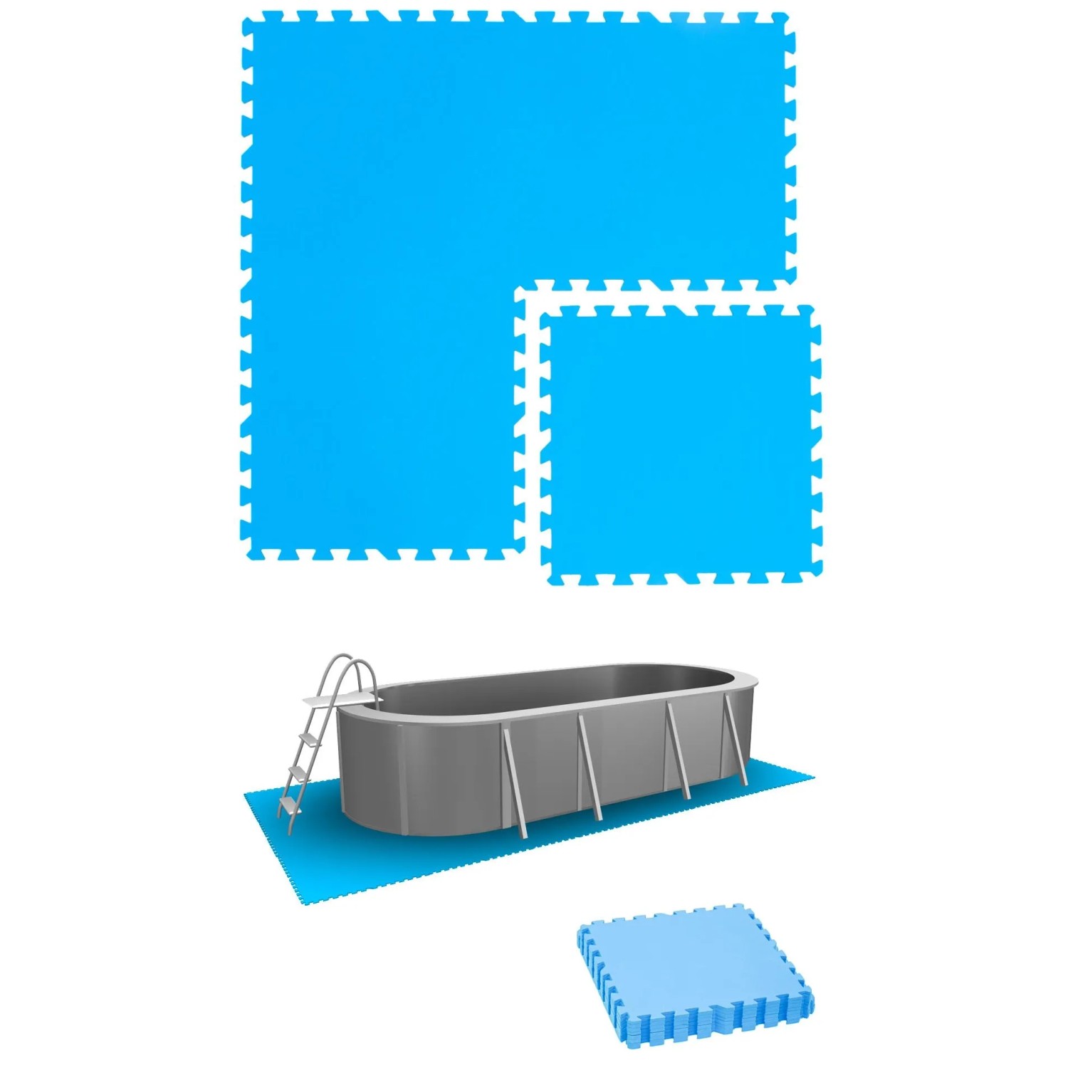 eyepower Poolunterlage 50 x 50 cm 8er Set Blau