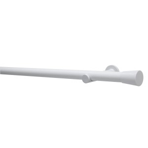 Gardinia Gardinenstangen-Set Korfu, Ø 28 mm, 200 cm, Weiß, mit Endstück und Träger.