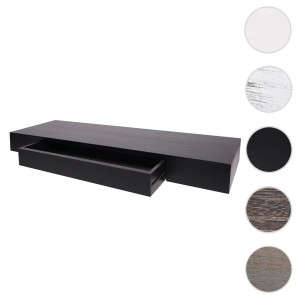 Schwarzes MCW Wandregal mit Schublade (8x80x25cm) und Farbauswahl.
