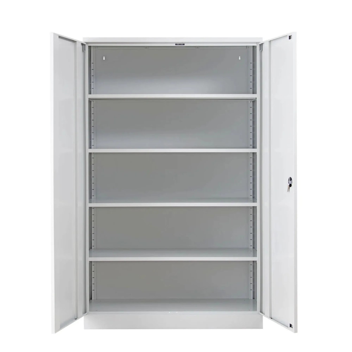 PROREGAL Stahlschrank Bee Mit 10 Verzinkte Fachböden HxBxT 195 x 120 x 50 cm Korpusfarbe Lichtgrau Frontfarbe Lichtgrau
