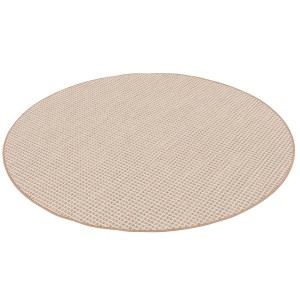 Runder, beige-cremefarbener Snapstyle In & Outdoor Teppich Oslo mit Karomuster, 200cm Durchmesser.