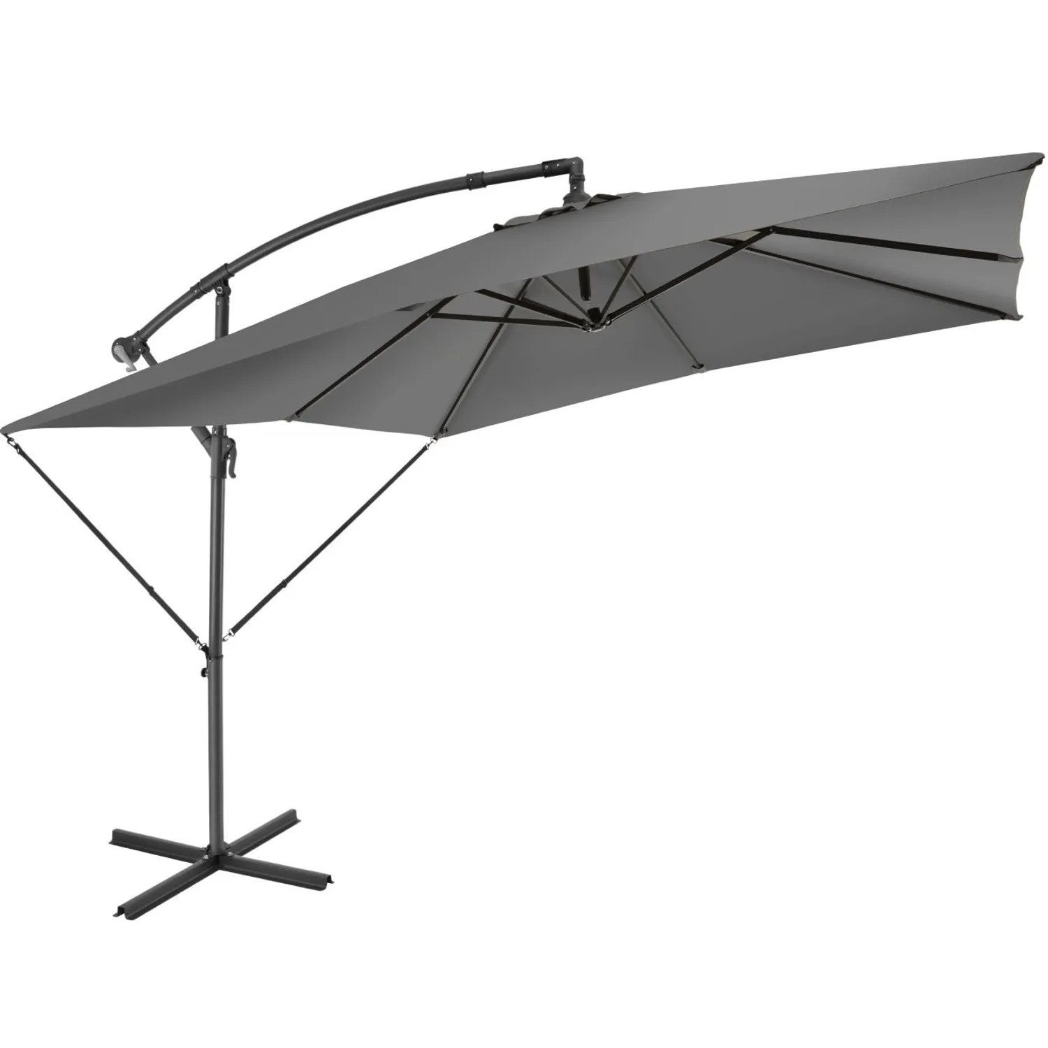Tectake Sonnenschirm  Apollon 250 x 250 cm  Leichtgängiger Mechanismus  300 x 250 x 250 cm Hellgrau