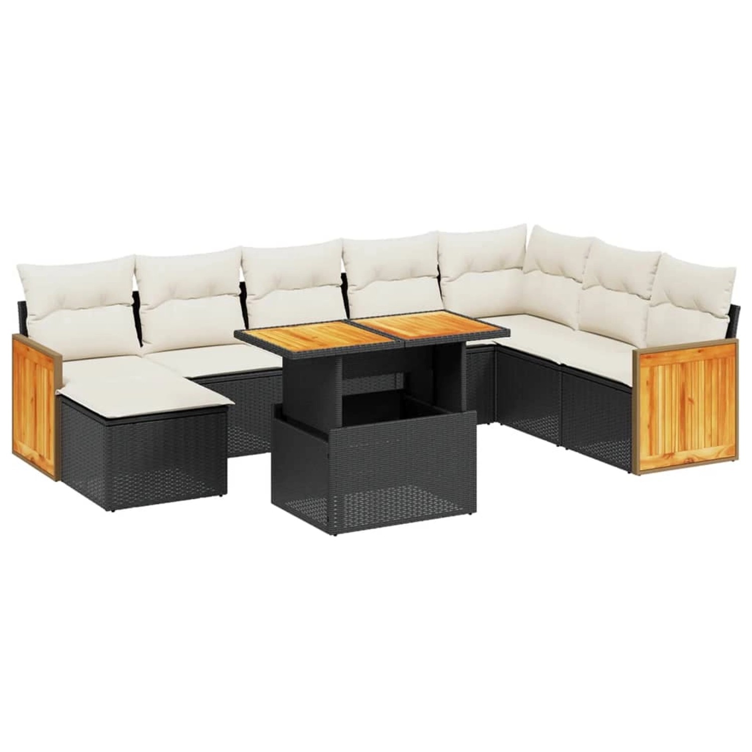 vidaXL 9-Tlg Garten-Sofagarnitur mit Kissen Schwarz Poly Rattan 3274094 günstig online kaufen