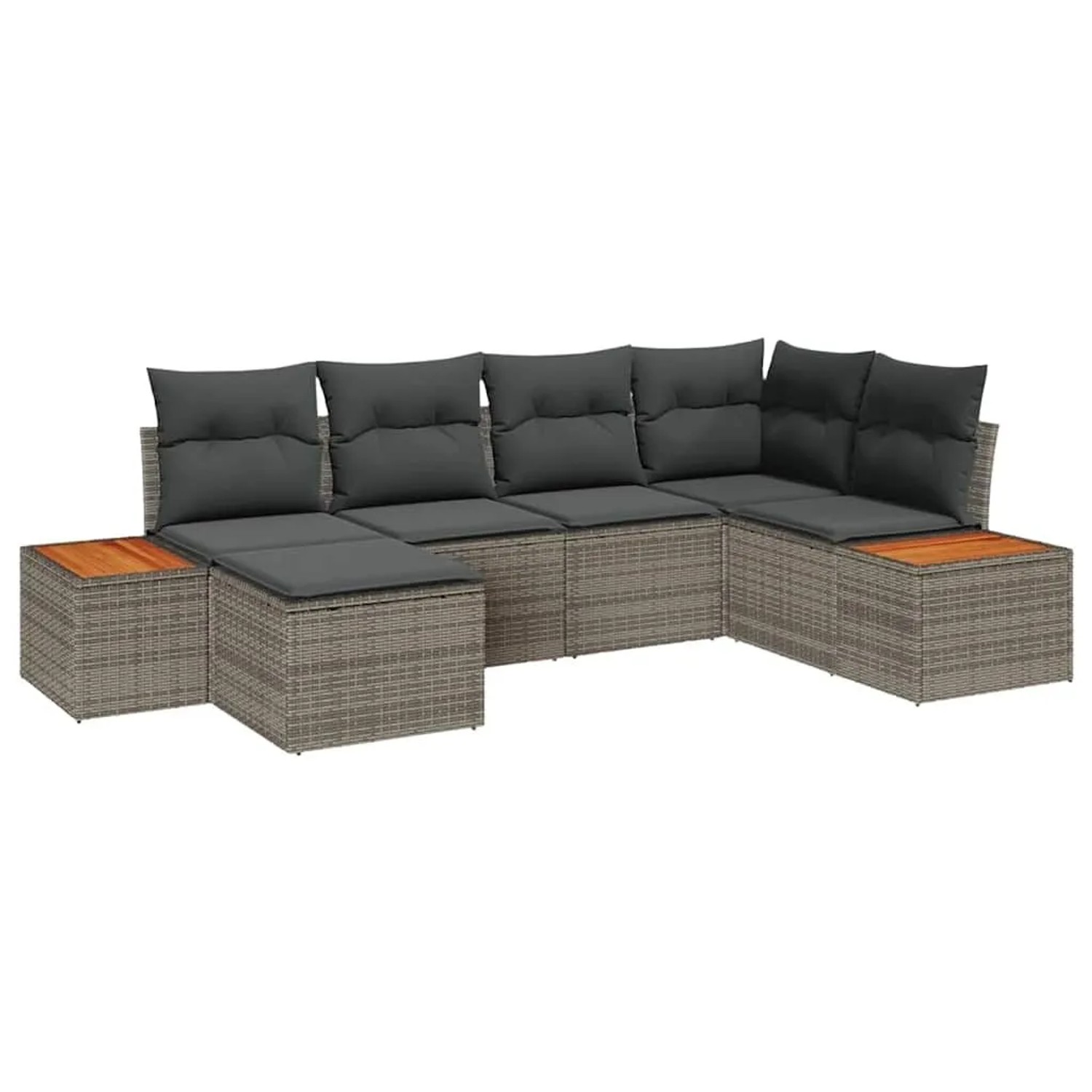 vidaXL Gartensofa-set mit Kissen 6-Tlg Grau Poly-Rattan 3356789 günstig online kaufen