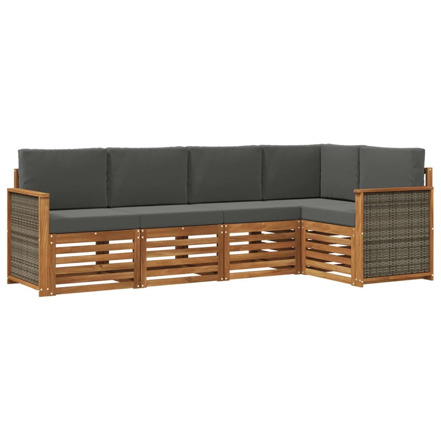 vidaXL Ecksofa Set mit Kissen 4 Stk Natur und Anthrazit 3384348