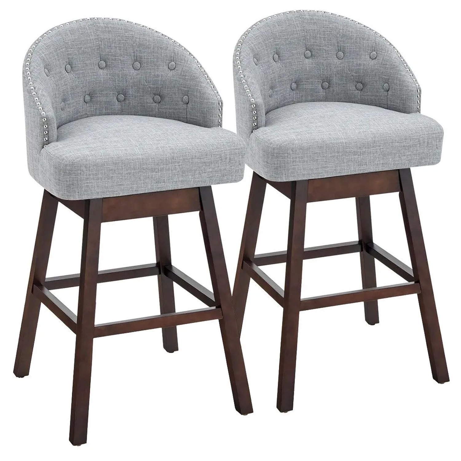 Costway Barhocker 2er Set Barstuhl mit Lehne 360° Drehbar Grau günstig online kaufen