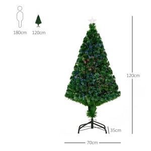 HOMCOM künstlicher Christbaum, 120 cm, mit Lichtfaser LED und Metallständer.