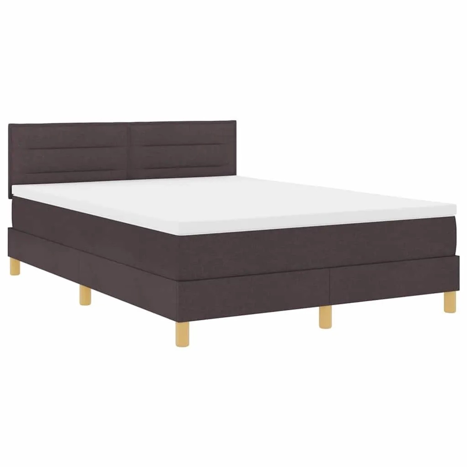vidaXL LED Boxspringbett mit Matratze Dunkelbraun 140 x 200 cm Stoff 3342369