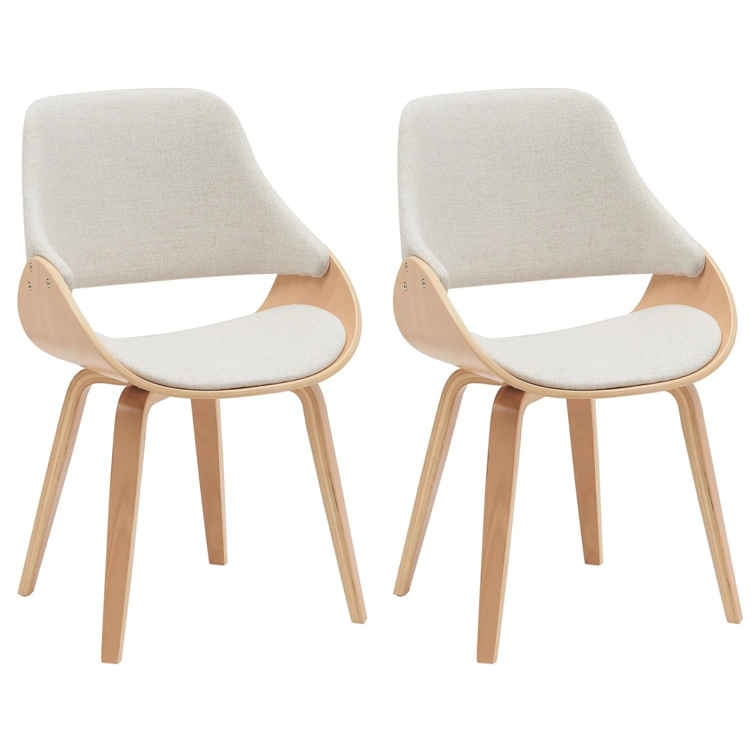 DELUKE 2er Set Esszimmerstuhl GILIS Stoff Natura/creme 52x54x86cm Essstühle Esszimmerstühle Küchenstühle Wohnzimmerstühle