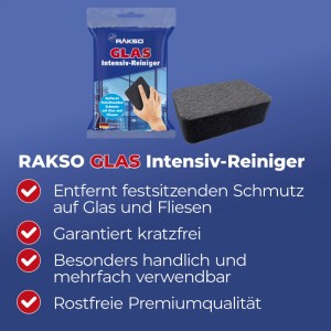 RAKSO Glas Intensivreiniger Schwämme, 4er-Pack zur Reinigung von Glas und Fliesen.