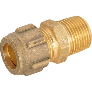 Messing Klemmring-Verschraubung, 12 mm x 16,7 mm (R 3/8), für Kupferrohre.