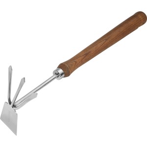 LUX Hochbeet Doppelhacke Classic mit Edelstahlkopf und Holzgriff für die Bodenbearbeitung.