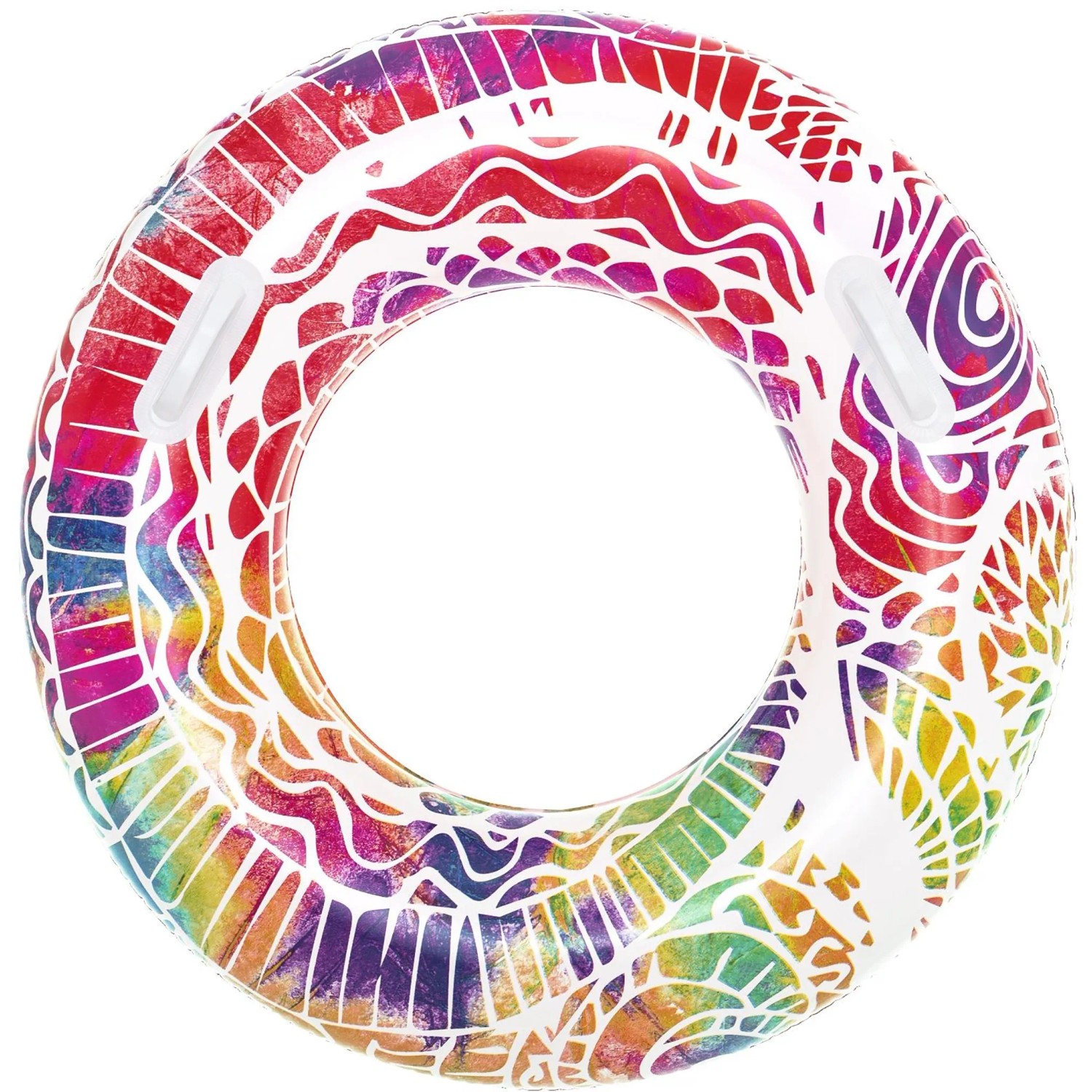 Bestway Schwimmring Summer Swirl, Ø 80cm, mit bunten Mandala-Designs und Haltegriffen.