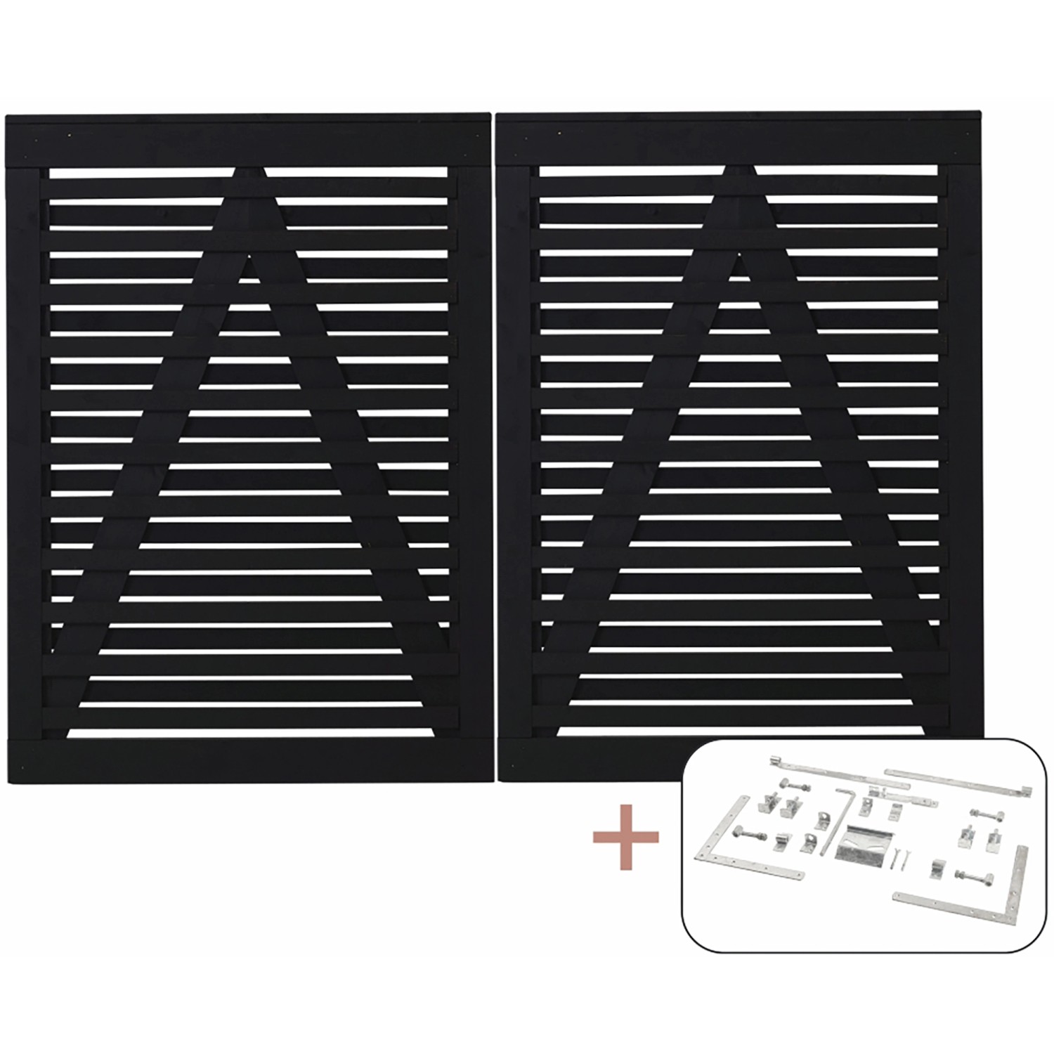 Doppeltor Osaka Nadelholz Schwarz 200 cm x 136 cm günstig online kaufen