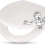 Weißer WC-Sitz Copala von baliv mit Holzkern und Cartoon-Motiv.