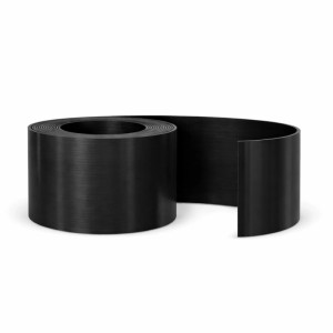 Schwarze HDPE Beeteinfassung/Rasenkante, 15 cm hoch, 5 m lang, gerollt. Flexibel für Gartenwege und Beete.