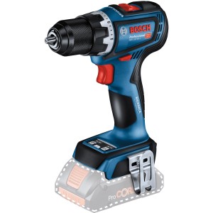 Bosch Professional GSR 18V-90 C Akku-Bohrschrauber mit Akku und Gürtelclip.