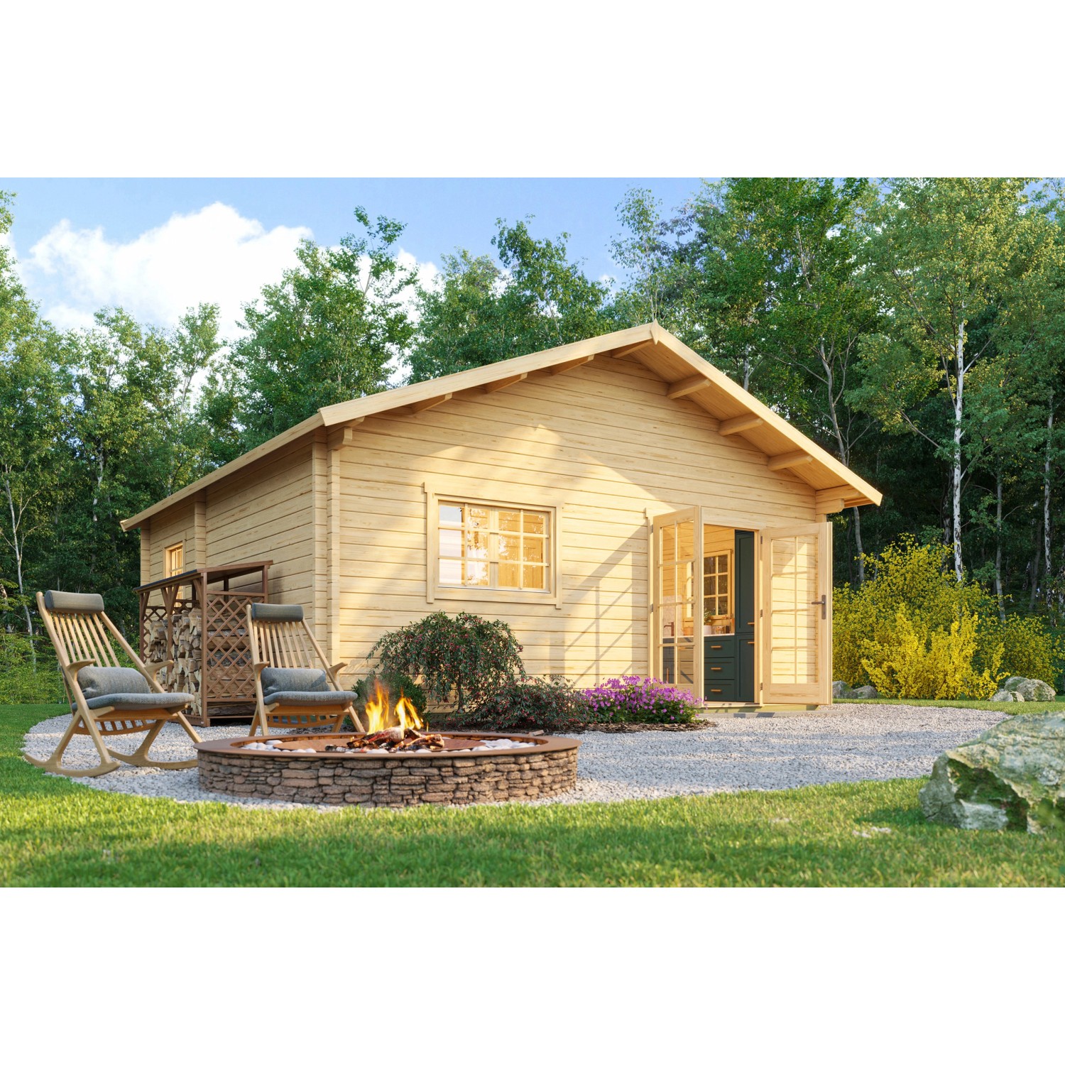 WEKA Weekendhaus Typ 703 mit Schlafboden Natur BxT: 600 cm x 500 cm