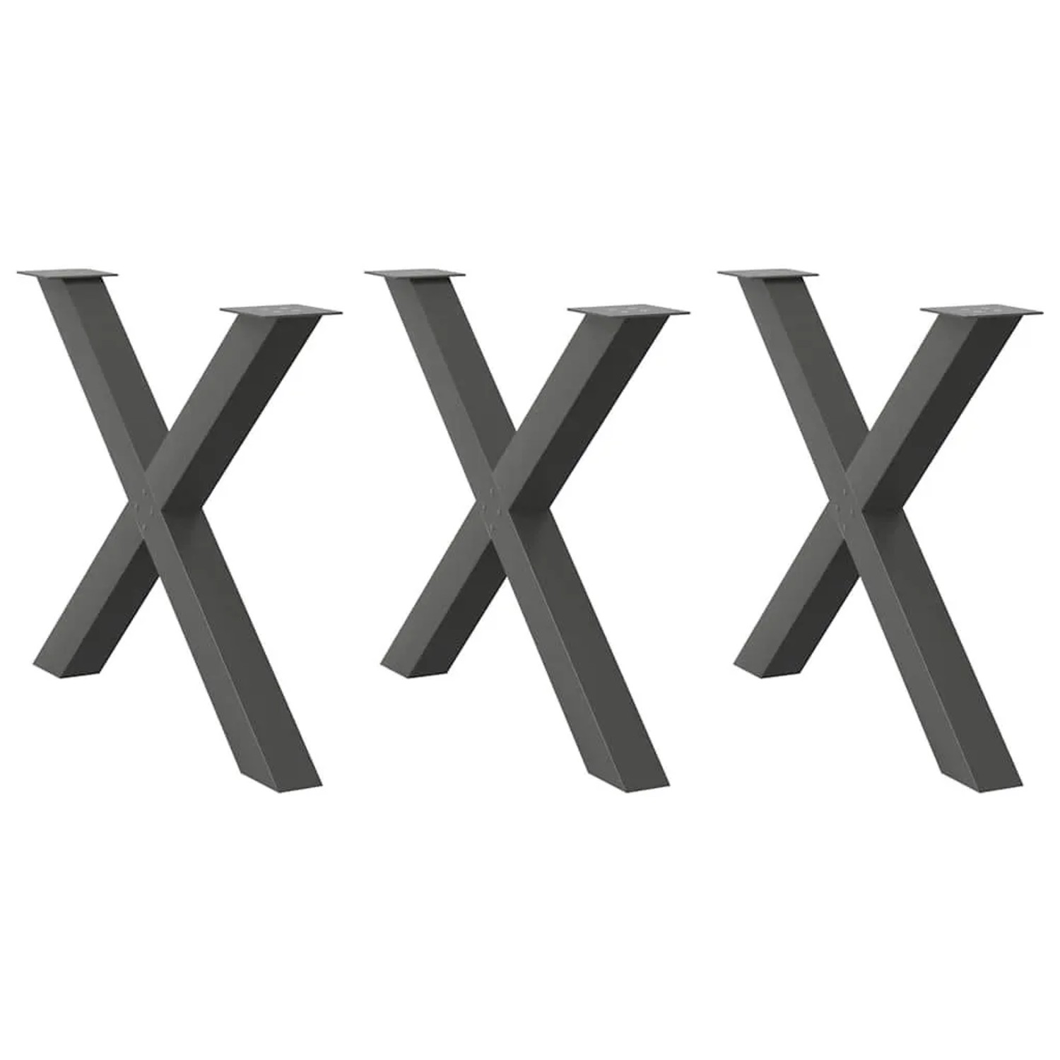 Thumbnail - vidaXL Esstischbeine X-Form 3 Stk Anthrazit 90x72-73 cm Stahl 4012998