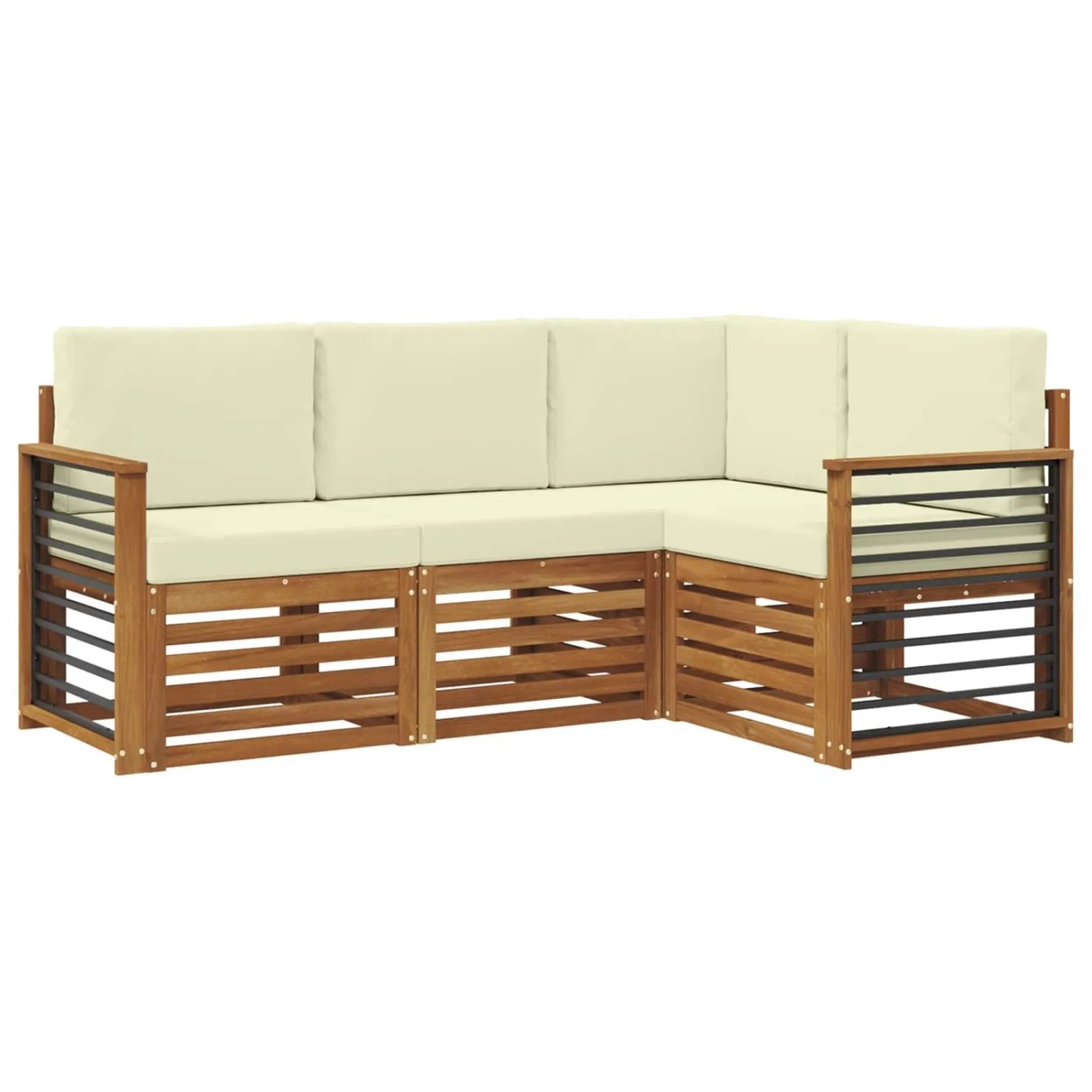 vidaXL Sofagarnituren 4 Tlg Natur und Creme Massivholz Akazie 3374740