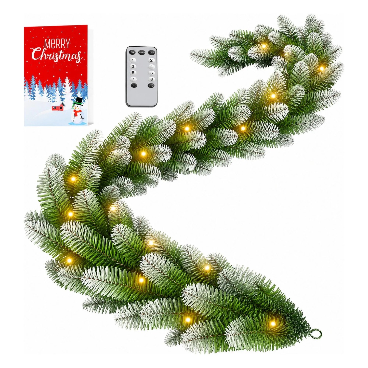 KESSER LED Weihnachtsgirlande IP44 5 m 100 LEDs Grün inkl. FB Ohne Deko Schnee