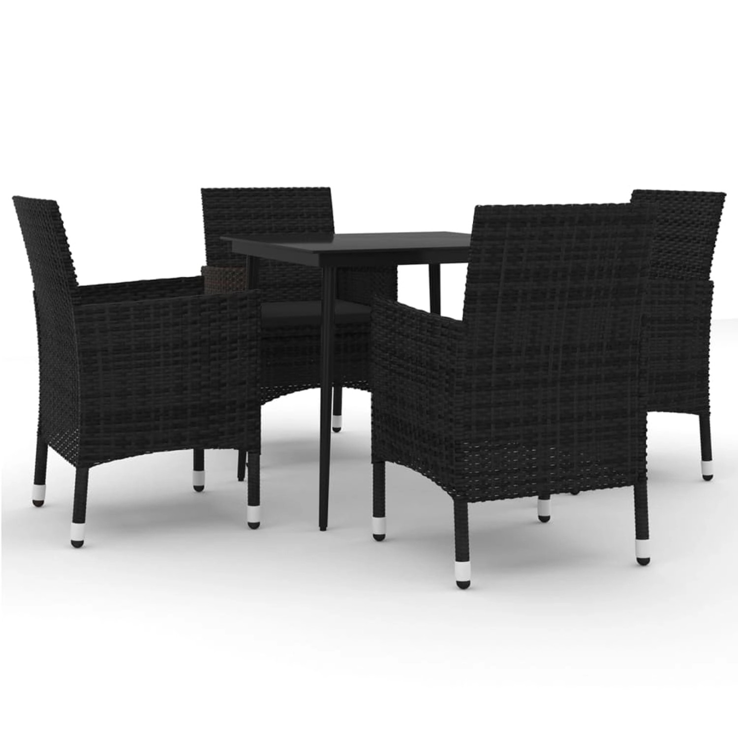 vidaXL 5-Tlg Garten-Essgruppe mit Auflagen Poly Rattan und Glas 3099734