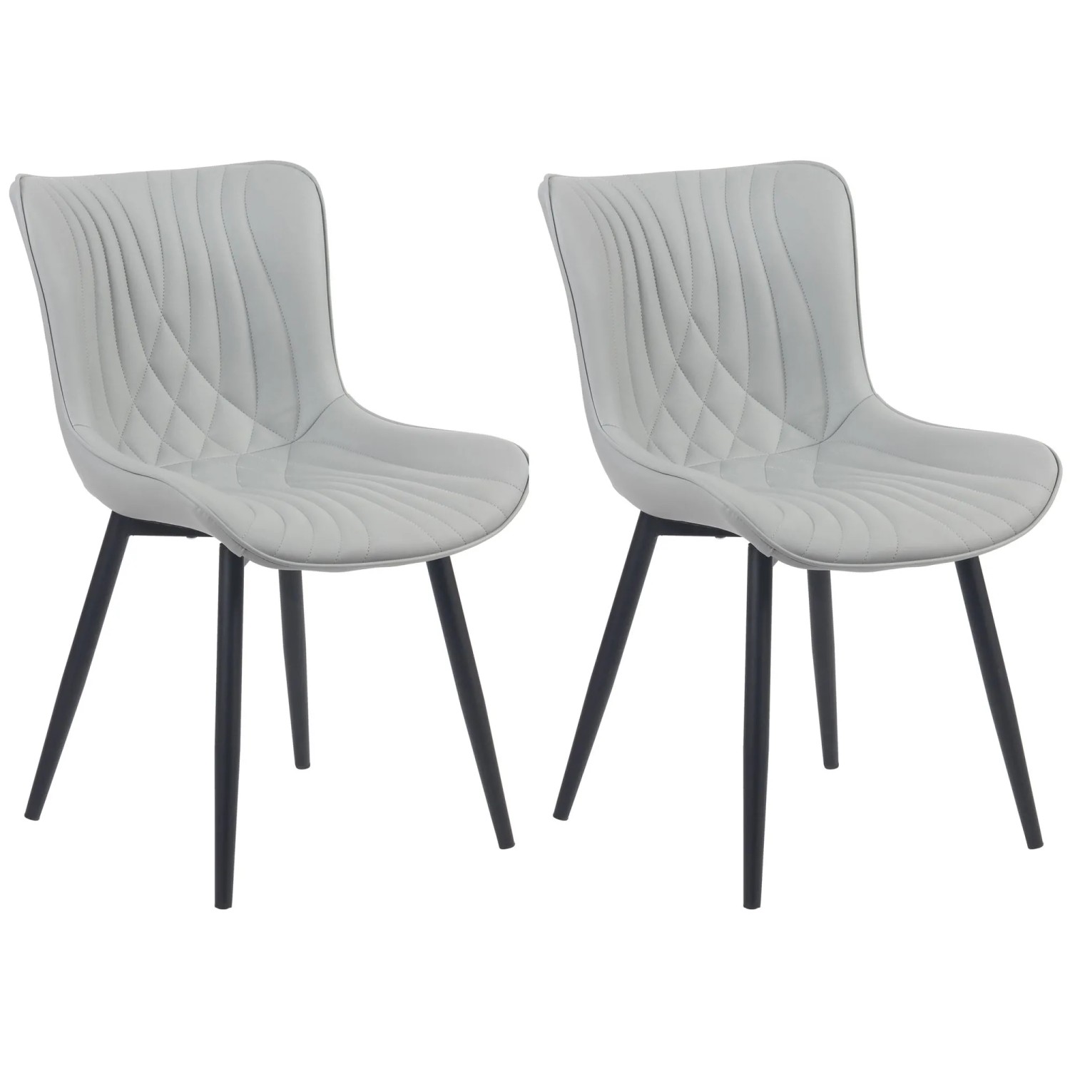 DELUKE 2er Set Stühle KELCE Kunstleder 80,5x50x62cm Grau Kunstleder Metall Gestell Stühle Esszimmerstühle Esstisch Küchenstuhl
