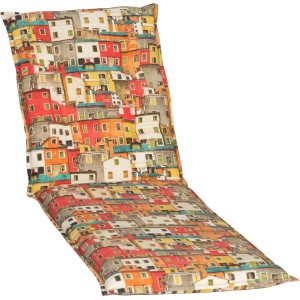 Beo Liegenauflage Tours Sardinien Design für Gartenliegen mit bunten Häusern.