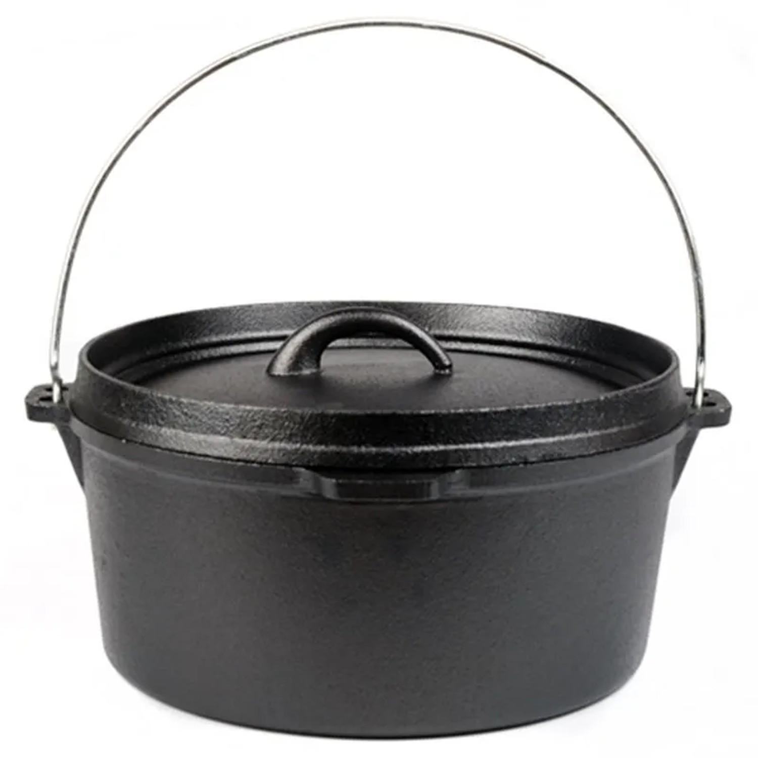 DELUKE Dutch Oven SNOW 7,5L Gusseisen Schwarz 17x33x35cm Feuertopf Gusseisener Topf Kochtopf